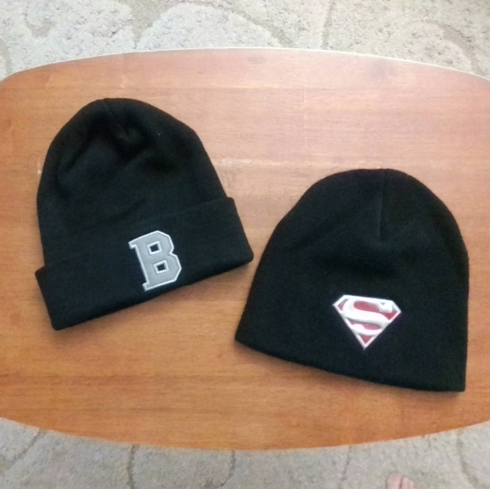 2 Black Knit Beanies